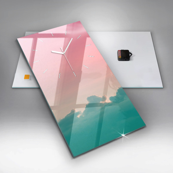 Ceas vertical de perete din sticlă Gradient de cer și munte