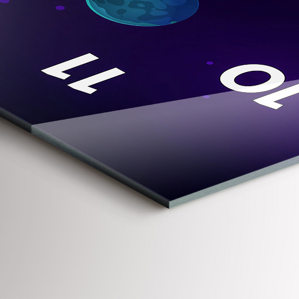 Ceas vertical de perete din sticlă Planete galaxie