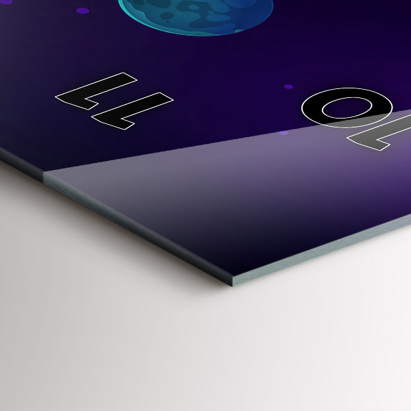 Ceas vertical de perete din sticlă Planete galaxie