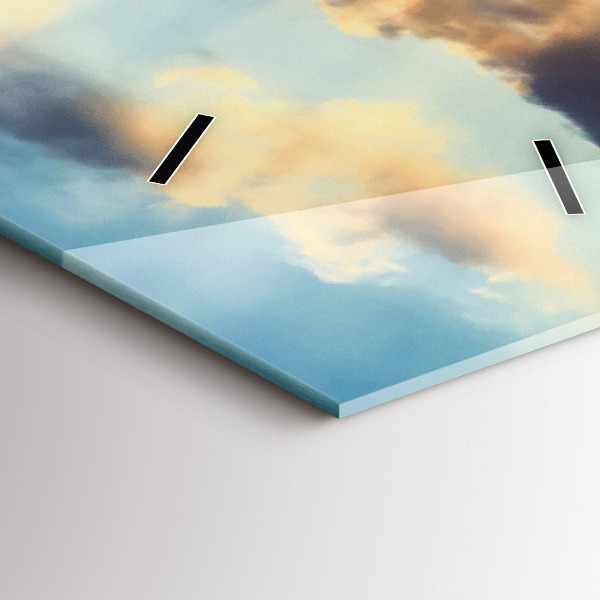 Ceas vertical de perete din sticlă Apus de soare pe plajă