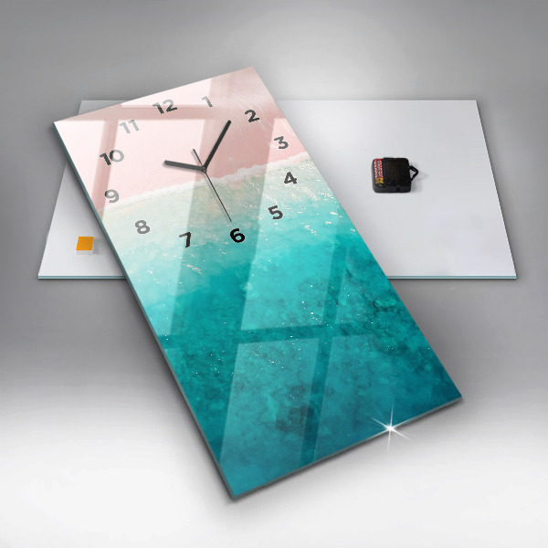 Ceas vertical de perete din sticlă Plaja cu nisip de mare