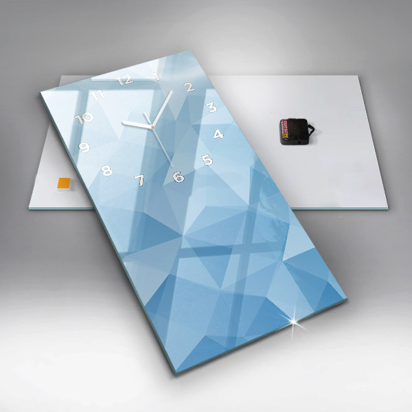 Ceas vertical de perete din sticlă Abstracția triunghiurilor