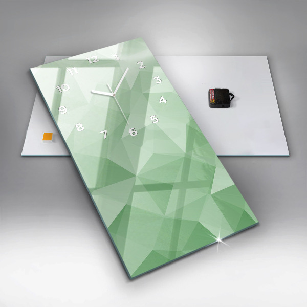 Ceas vertical de perete din sticlă Abstracția triunghiurilor