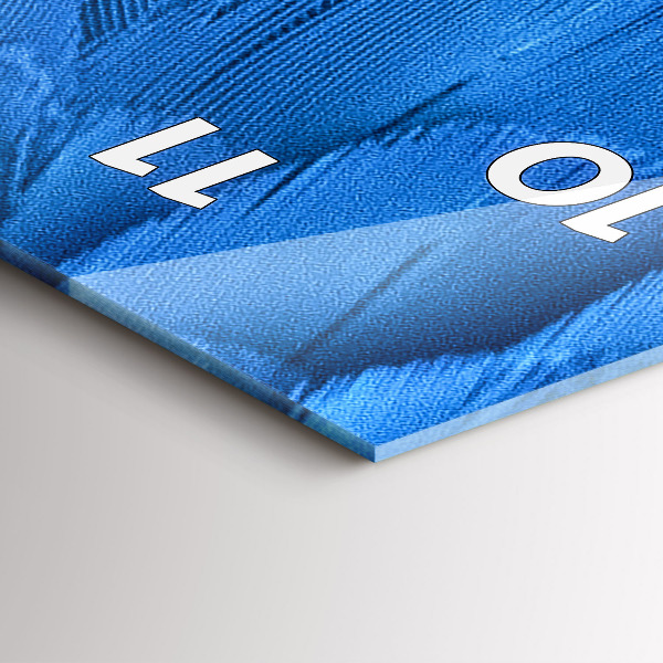 Ceas vertical de perete din sticlă Pene de pasăre