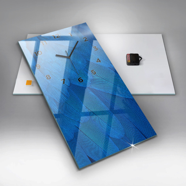 Ceas vertical de perete din sticlă Pene de pasăre