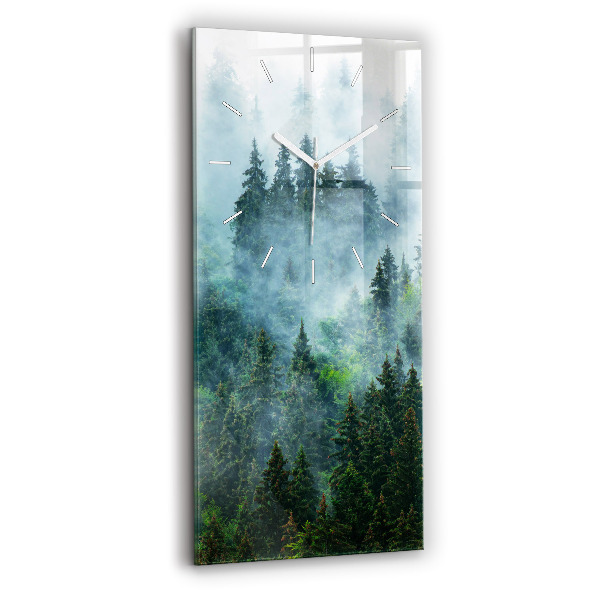 Ceas vertical de perete din sticlă Pădure cețoasă