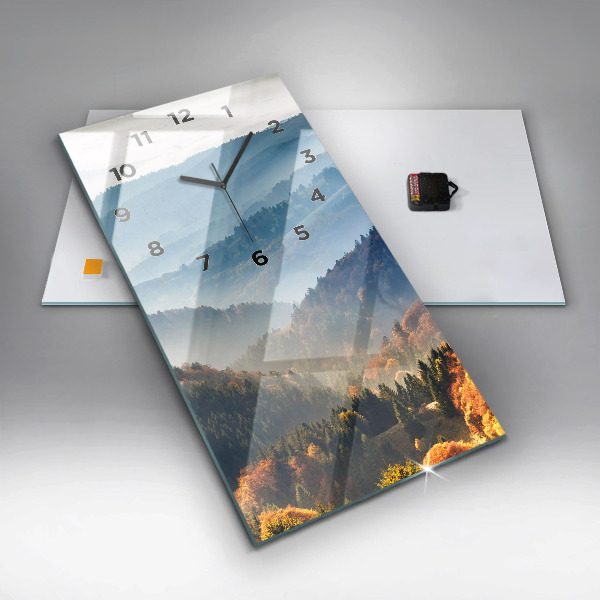 Ceas vertical de perete din sticlă Peisaj montan