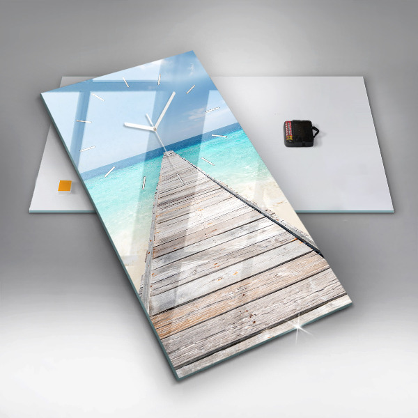 Ceas vertical de perete din sticlă Insulă tropicală