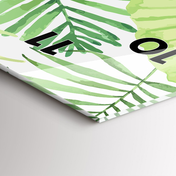 Ceas vertical de perete din sticlă Frunze verzi