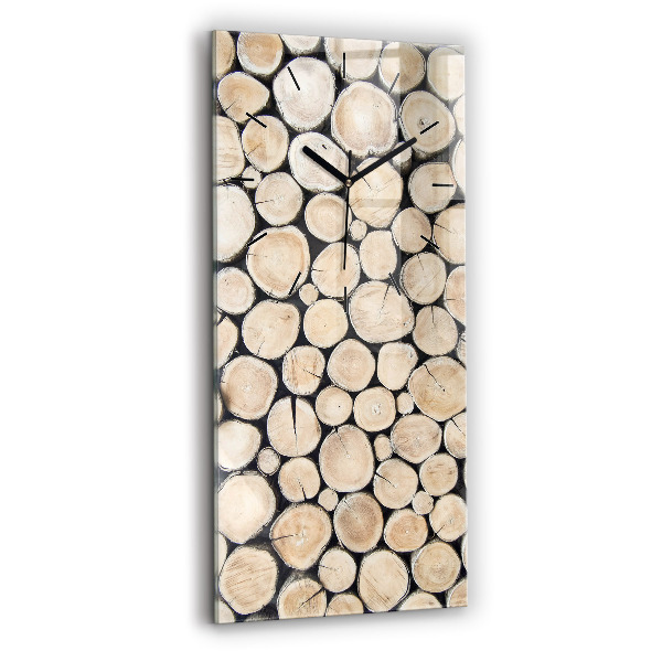 Ceas vertical de perete din sticlă Tăiați cioturile de copac