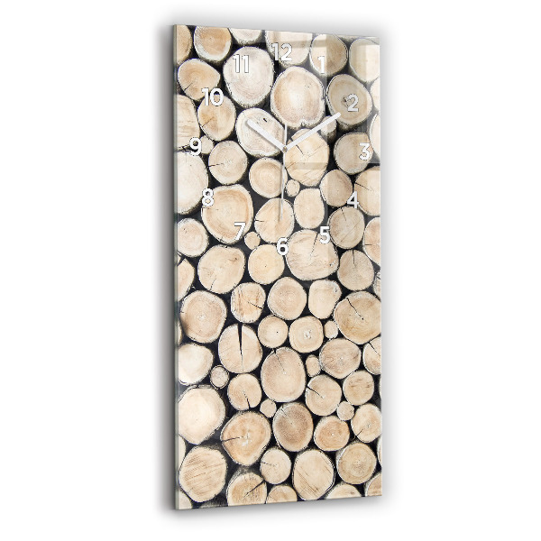 Ceas vertical de perete din sticlă Tăiați cioturile de copac