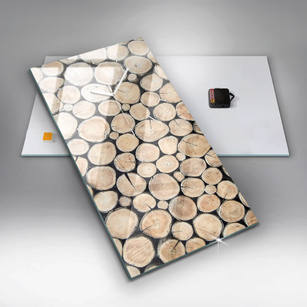 Ceas vertical de perete din sticlă Tăiați cioturile de copac