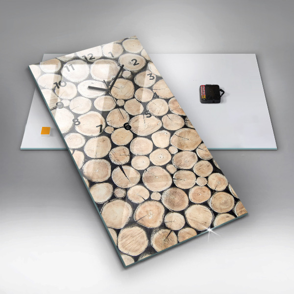 Ceas vertical de perete din sticlă Tăiați cioturile de copac