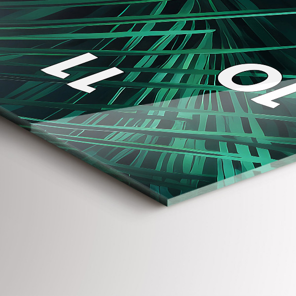 Ceas vertical de perete din sticlă Frunze tropicale