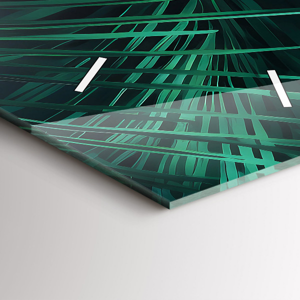 Ceas vertical de perete din sticlă Frunze tropicale