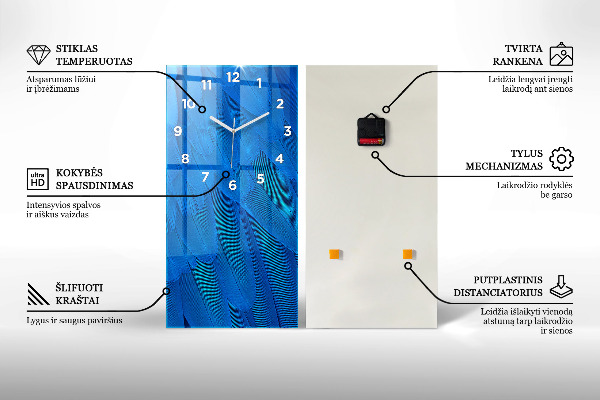 Ceas vertical de perete din sticlă Frunze tropicale