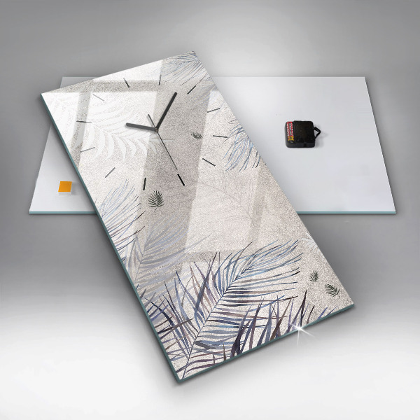 Ceas vertical de perete din sticlă Frunza de palmier