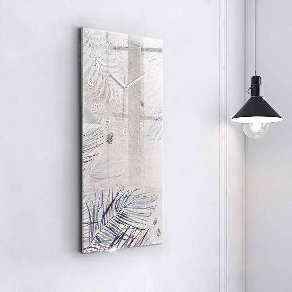 Ceas vertical de perete din sticlă Frunza de palmier