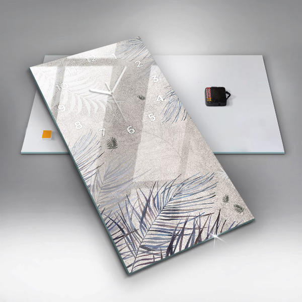 Ceas vertical de perete din sticlă Frunza de palmier