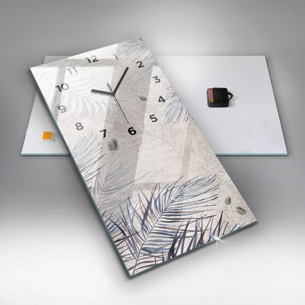 Ceas vertical de perete din sticlă Frunza de palmier