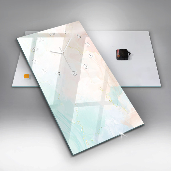 Ceas vertical de perete din sticlă Marmură acuarelă