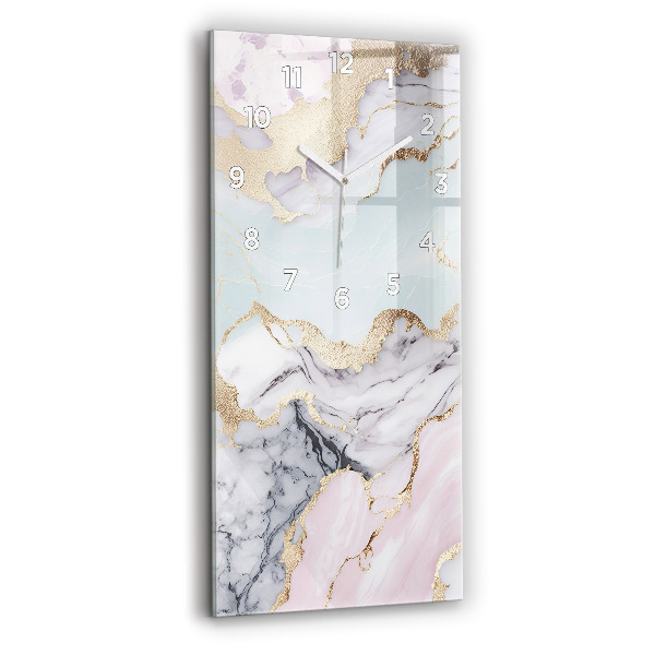 Ceas vertical de perete din sticlă Marmură pastel