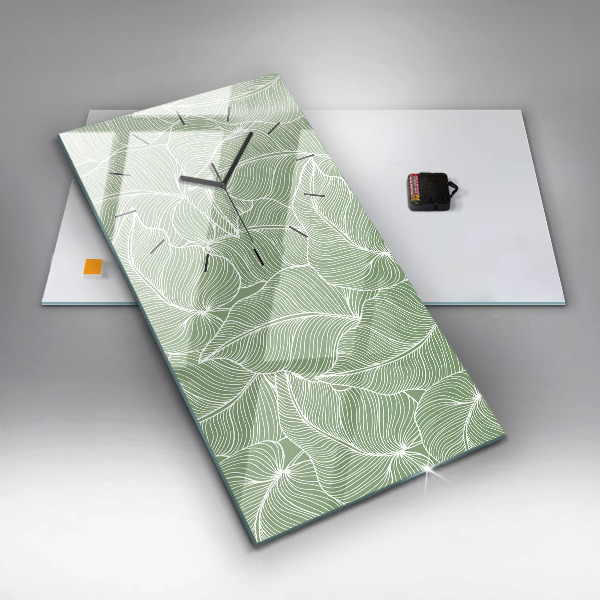 Ceas vertical de perete din sticlă Modelul frunzelor naturii