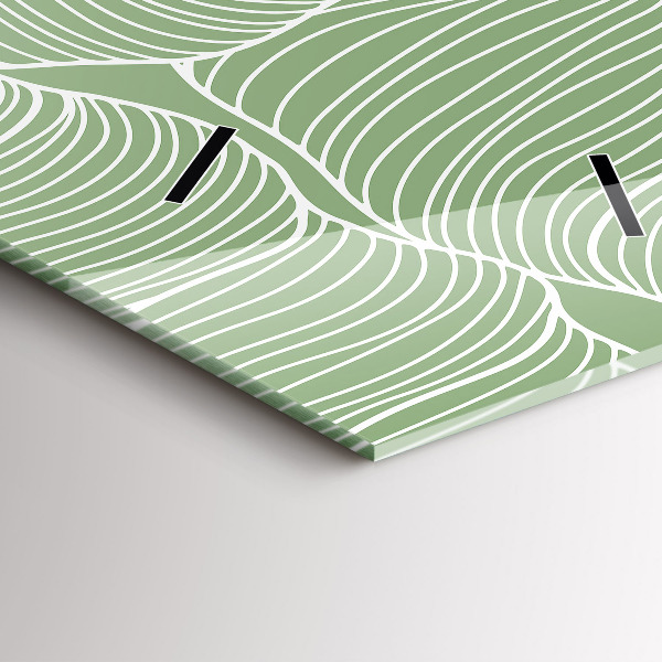 Ceas vertical de perete din sticlă Modelul frunzelor naturii