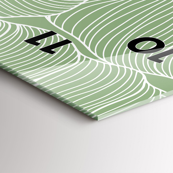 Ceas vertical de perete din sticlă Modelul frunzelor naturii