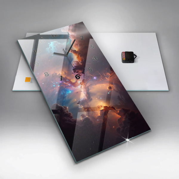 Ceas vertical de perete din sticlă Lumea cosmică a stelelor