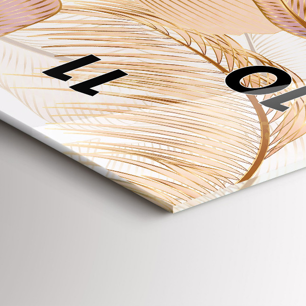 Ceas vertical de perete din sticlă Natura frunze model