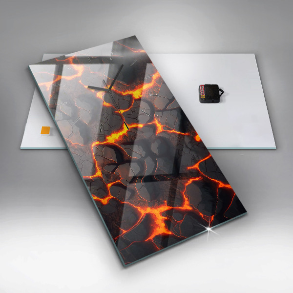 Ceas vertical de perete din sticlă Vulcanul de lavă