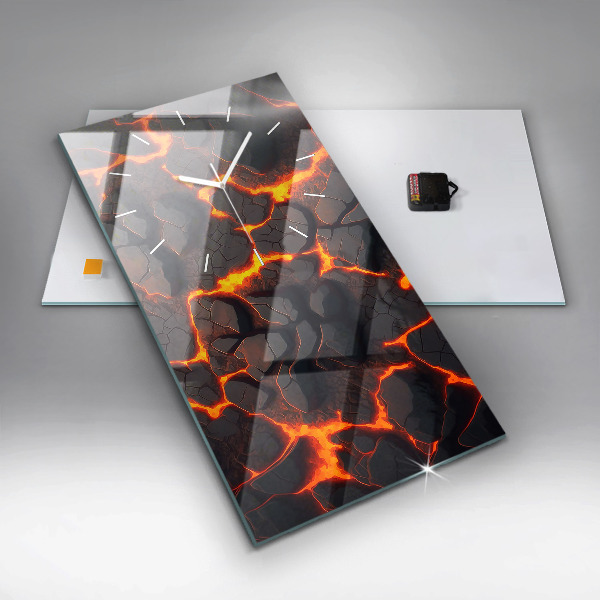 Ceas vertical de perete din sticlă Vulcanul de lavă