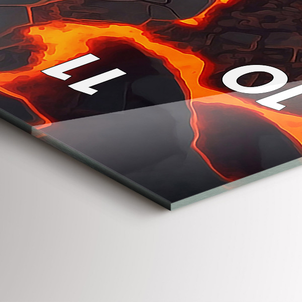 Ceas vertical de perete din sticlă Vulcanul de lavă