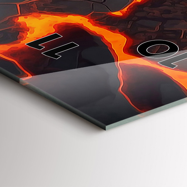 Ceas vertical de perete din sticlă Vulcanul de lavă