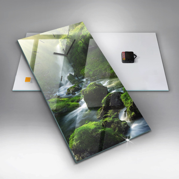 Ceas vertical de perete din sticlă Cascada și stânci