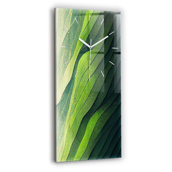 Ceas vertical de perete din sticlă Câmpuri verzi abstracte