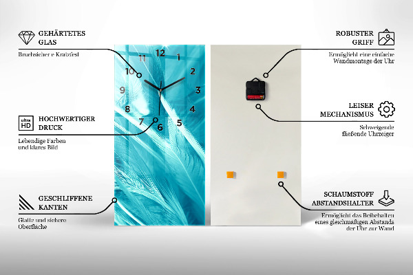 Ceas vertical de perete din sticlă Câmpuri verzi abstracte