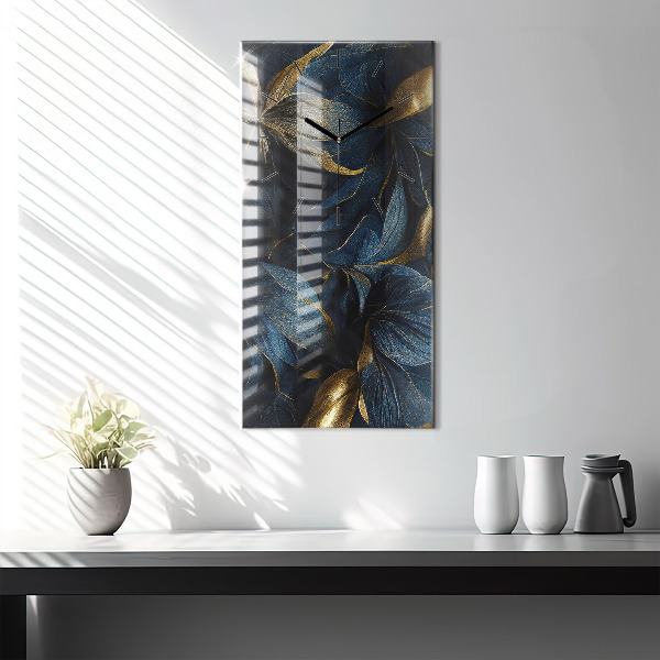 Ceas vertical de perete din sticlă Flori decorative