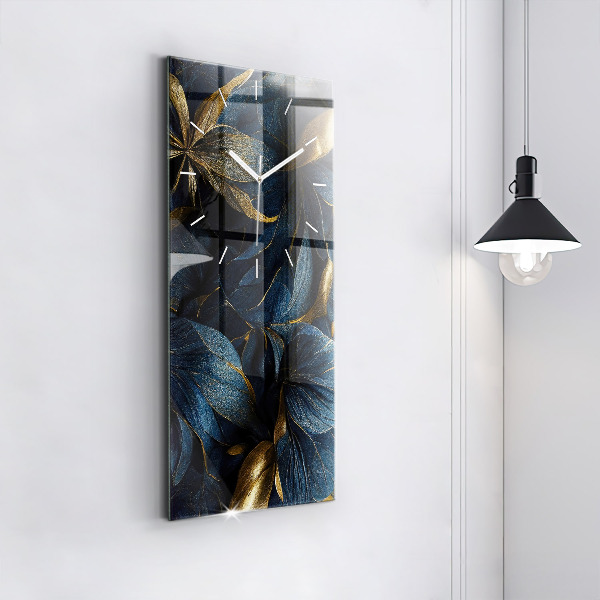 Ceas vertical de perete din sticlă Flori decorative