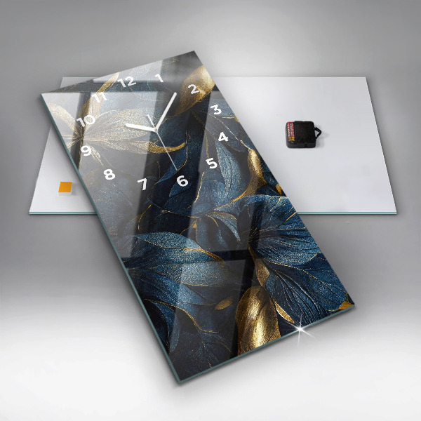 Ceas vertical de perete din sticlă Flori decorative