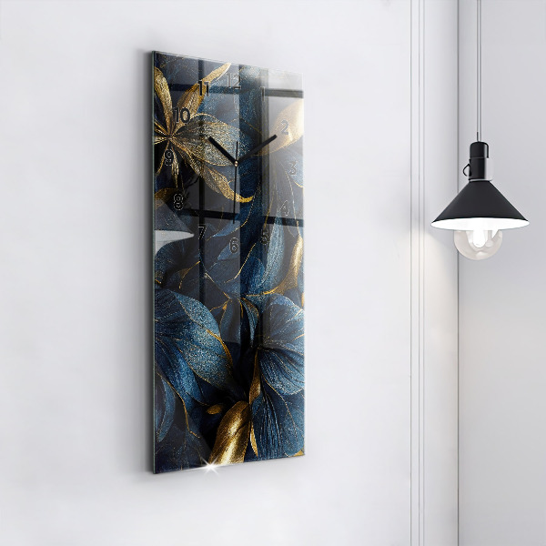 Ceas vertical de perete din sticlă Flori decorative