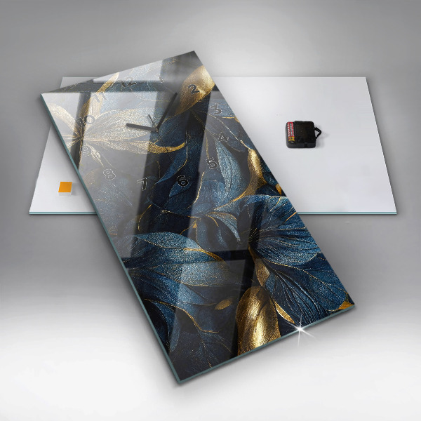 Ceas vertical de perete din sticlă Flori decorative