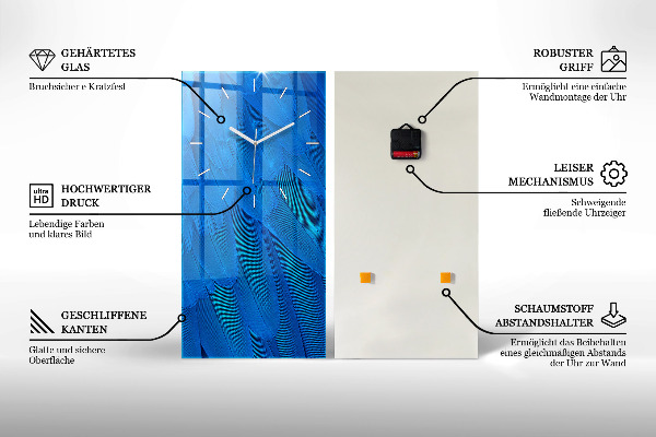 Ceas vertical de perete din sticlă Abstracție elegantă