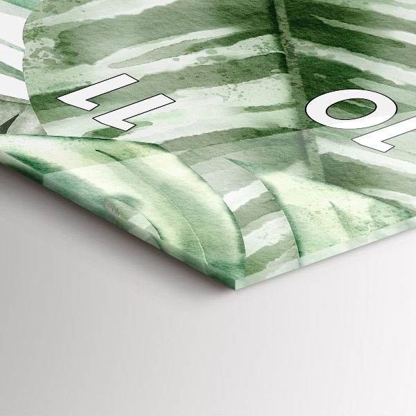 Ceas vertical de perete din sticlă Frunze de plante pictate