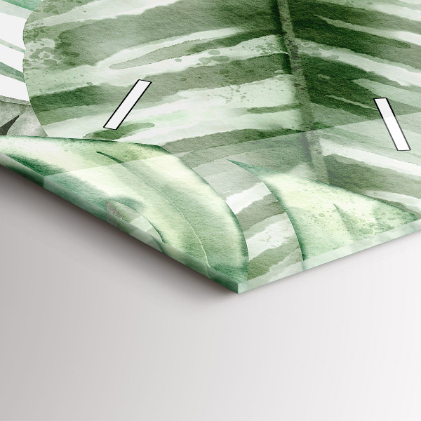 Ceas vertical de perete din sticlă Frunze de plante pictate