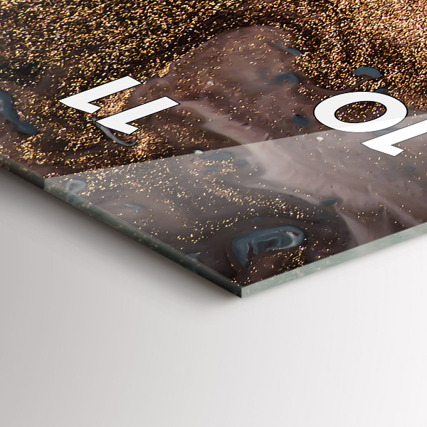 Ceas vertical de perete din sticlă Abstracția aurului din marmură