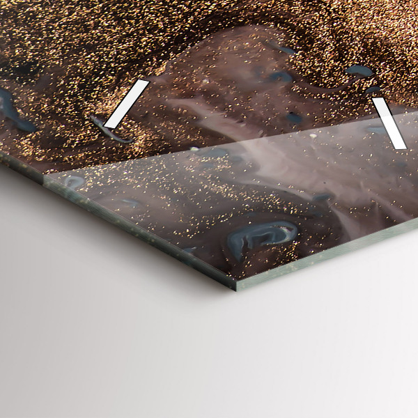 Ceas vertical de perete din sticlă Abstracția aurului din marmură