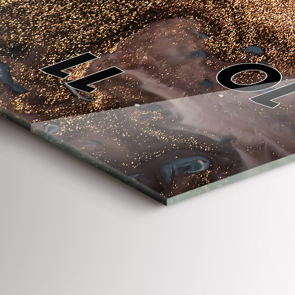 Ceas vertical de perete din sticlă Abstracția aurului din marmură