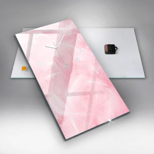 Ceas vertical de perete din sticlă Pene – abstracție